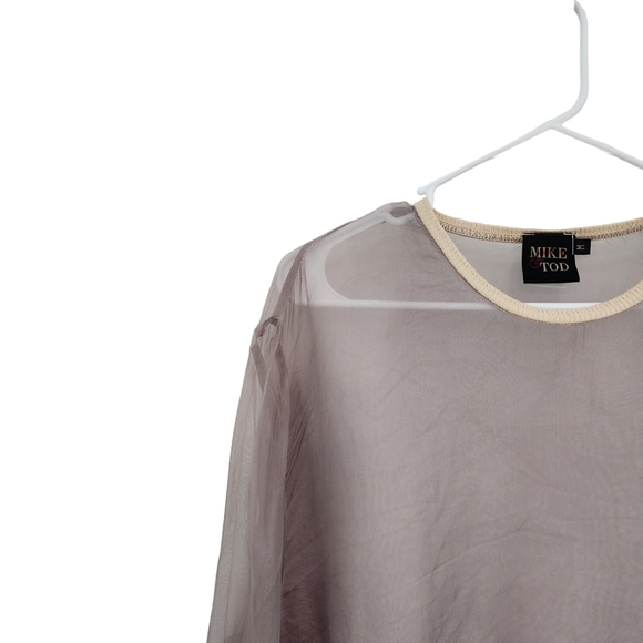Mike & Tod Women's 100% Silk Long Sleeves Sheer Top - M - Picture 2 of 6